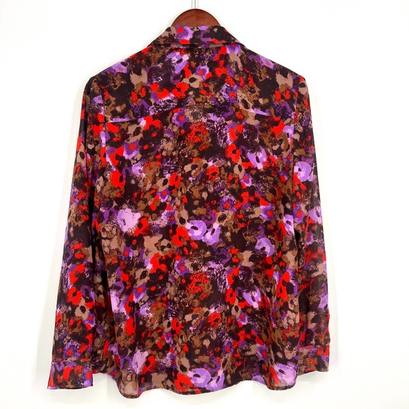 Coldwater Creek Womens Size Medium 10-12 Red Lightweight Blouse shirt Top Fall - Picture 7 of 8